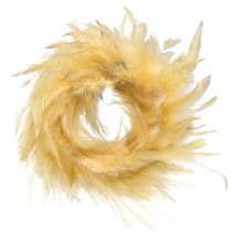 Feather wreath yellow small Ø11cm real feathers decoration wreath easter decoration