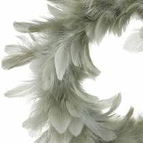 Product Easter decoration feather wreath gray Ø16.5cm real feathers