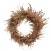 Feather wreath pink, red-brown Ø16cm real feathers spring decoration