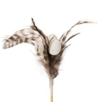 Product Feather branch decorative stakes with natural feathers, Easter decoration for elegant arrangements, 37cm, 12 pieces