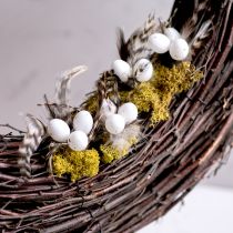 Product Feather branch decorative stakes with natural feathers, Easter decoration for elegant arrangements, 37cm, 12 pieces