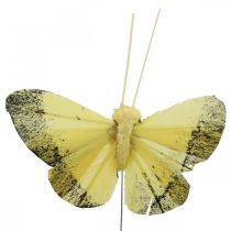 Product Feather butterfly on wire 5cm orange, yellow 24 pcs