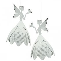 Product Hanging elf deco metal white Ø7.5cm H12cm 4pcs