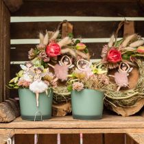 Fairies to hang, spring decoration, elf decoration, wooden pendant pink, turquoise, white H10-11.5cm 9pcs