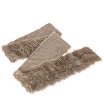 Product Faux Fur Ribbon for Decoration and Crafting, 15x180cm, Set of 2, Brown