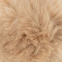 Product Fluffy Hanging Faux Fur Pom-Poms 7cm White and Beige – Set of 6