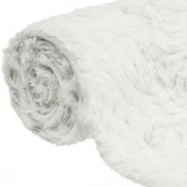 Table runner, faux fur white, table runner, decorative fur 15×200cm