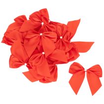 Product Red Pre-Tied Fabric Decorative Bows with Adhesive Backing, 11cm, Pack of 25