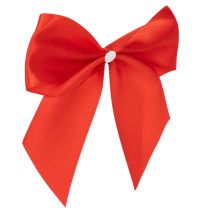 Product Red Pre-Tied Fabric Decorative Bows with Adhesive Backing, 11cm, Pack of 25