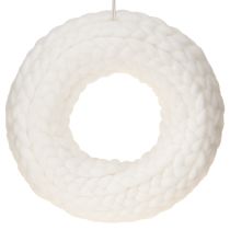 Product Felt decoration wool decorative wreath in white for hanging Ø25cm