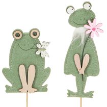 Product Flower Pot Stakes Felt Frog Couple Spring Décor 10cm 12pcs