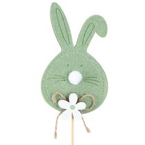 Product Felt Easter Bunnies on Wooden Stake Green 12cm 12pcs