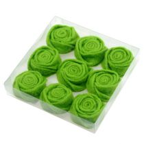 Product Felt rose green Ø6.5cm 9pcs