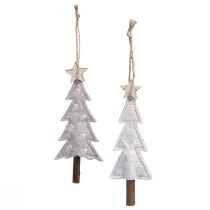 Product Felt Christmas Tree Ornaments, Beige/Cream, 17cm, Set of 6, Christmas Decorations