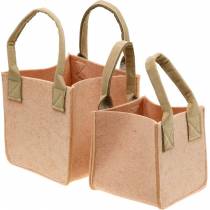 Felt planter pink felt bag with handles felt decoration set of 2