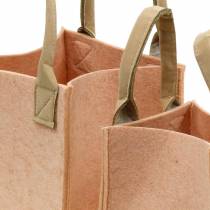 Felt planter pink felt bag with handles felt decoration set of 2