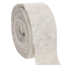 Product Two-Colour Wool Felt Ribbon, White and Grey, 7.5 cm x 5 m, for Floristry and Decoration