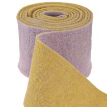 Product Felt ribbon, pot ribbon, wool ribbon two-tone mustard yellow, violet 15cm 5m