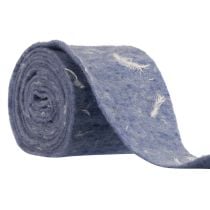 Felt ribbon wool ribbon decorative fabric blue feathers wool felt 15cm 5m