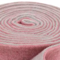 Product Felt ribbon, pot ribbon two-tone old pink/grey 15cm 5m