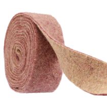 Felt ribbon wool ribbon decorative fabric wine red beige 7.5cm 5m
