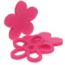 Felt flower for sprinkling Pink as decoration set Ø4cm 72pcs