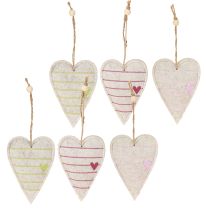 Product Felt heart pendants in a set – Romantic decorative hearts with embroidery 12 cm 6 pieces