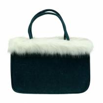 Product Felt bag with fur edge petrol blue 38cm x24cm x 20cm