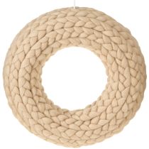 Product Felt wool decorative wreath in light brown for hanging Ø30cm W4cm