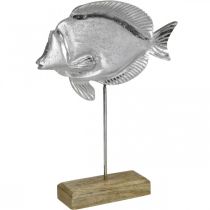 Decorative fish, maritime decoration, fish made of silver metal, natural color H28.5cm