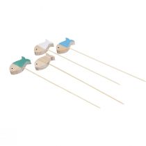 Flower plug decoration fish wood maritime decoration 7×4cm 12pcs