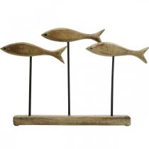 Product Maritime decoration, decorative sculpture, wooden fish on a stand, natural colour, black H30cm L45cm