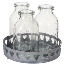 Product Bottles decoration glass mini vases tray metal round Ø11.5cm