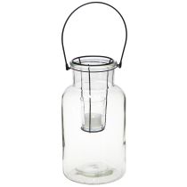 Product Bottle decoration lantern glass metal clear black Ø13cm