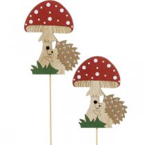 Decorative plug, autumnal wood decoration, hedgehog with mushroom H11cm L34cm 12pcs