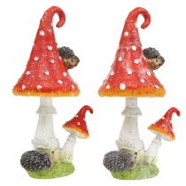 Product Fly agaric with hedgehogs decoration mushroom table decoration autumn H22cm 2pcs