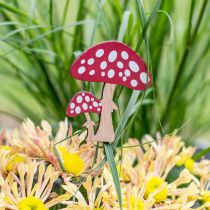 Toadstools made of wood, mushroom decoration, autumn, flower studs H7cm L34cm 18pcs