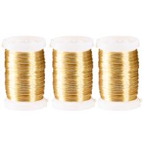 Product Florist wire, myrtle wire, decorative wire, gold, 0.30mm, 100g, 3 pieces, for crafting, jewelry making &amp; decoration