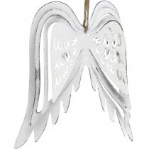 Product Angel wings to hang, Christmas decoration, metal pendants white H11.5cm W11cm 3pcs