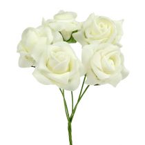 Product Cream Foam Rose Ø3.5cm with Wire Stem, Set of 48