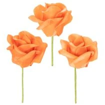 Product Artificial Orange Rose 5cm Bloom with Stem – Set of 100