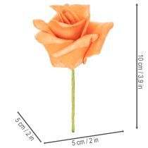 Product Artificial Orange Rose 5cm Bloom with Stem – Set of 100