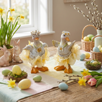 Product Decorative Duck Figures in Floral Dress – Set of 2 – 11cm