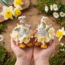 Product Decorative Duck Figures in Floral Dress – Set of 2 – 11cm
