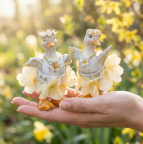 Product Decorative Duck Figures in Floral Dress – Set of 2 – 11cm