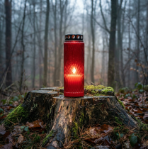 Product Grave candle lid motif flower red black 10 days H27cm