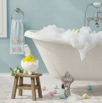 Product Easter chick decoration, chenille chick in the bathtub, yellow, 9cm