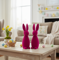 Product Decorative Easter Bunny, Flocked Pink, 29.5cm High, 2 Pieces