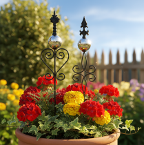 Product Garden stake with ornate design, decorative shape and stylish metal ball, 90cm, 2 pieces