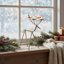 Product Tealight holder metal deer decorative candlestick H44.5cm